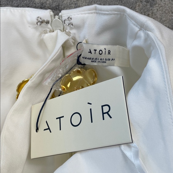 NWT Atoir Tiffany Dress Rose Floral Button Open Back White Sz 6 - Picture 8 of 16